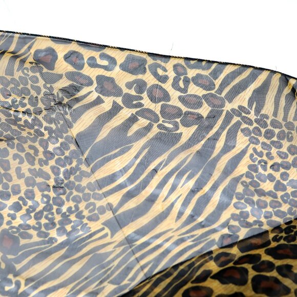 Leopard Print Sheer Infinity Scarf Black Gold Retro Mobwife - Picture 3 of 6